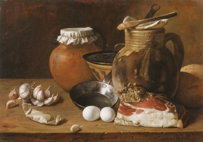 Nature morte de jambon et œufs - Luis Egidio Melendez